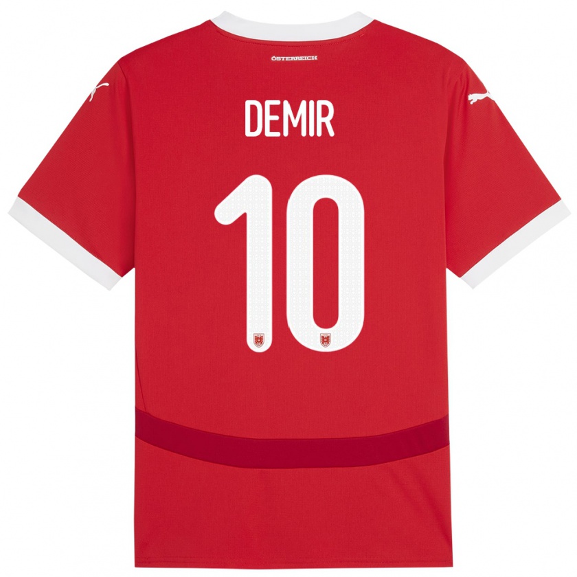 Kandiny Kinderen Oostenrijk Yusuf Demir #10 Rood Thuisshirt Thuistenue 24-26 T-Shirt België