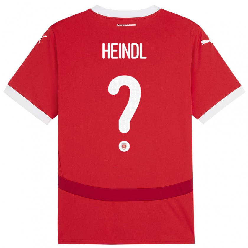 Kandiny Bambino Maglia Austria David Heindl #0 Rosso Kit Gara Home 24-26 Maglietta