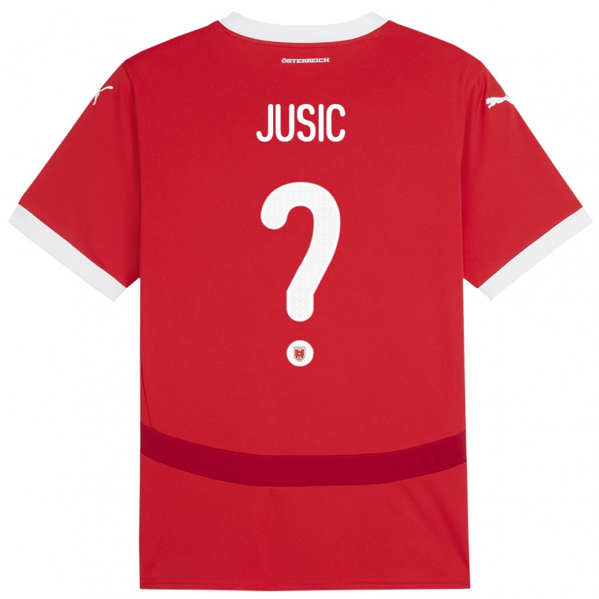 Kandiny Kinder Österreich Kenan Jusic #0 Rot Heimtrikot Trikot 24-26 T-Shirt Österreich