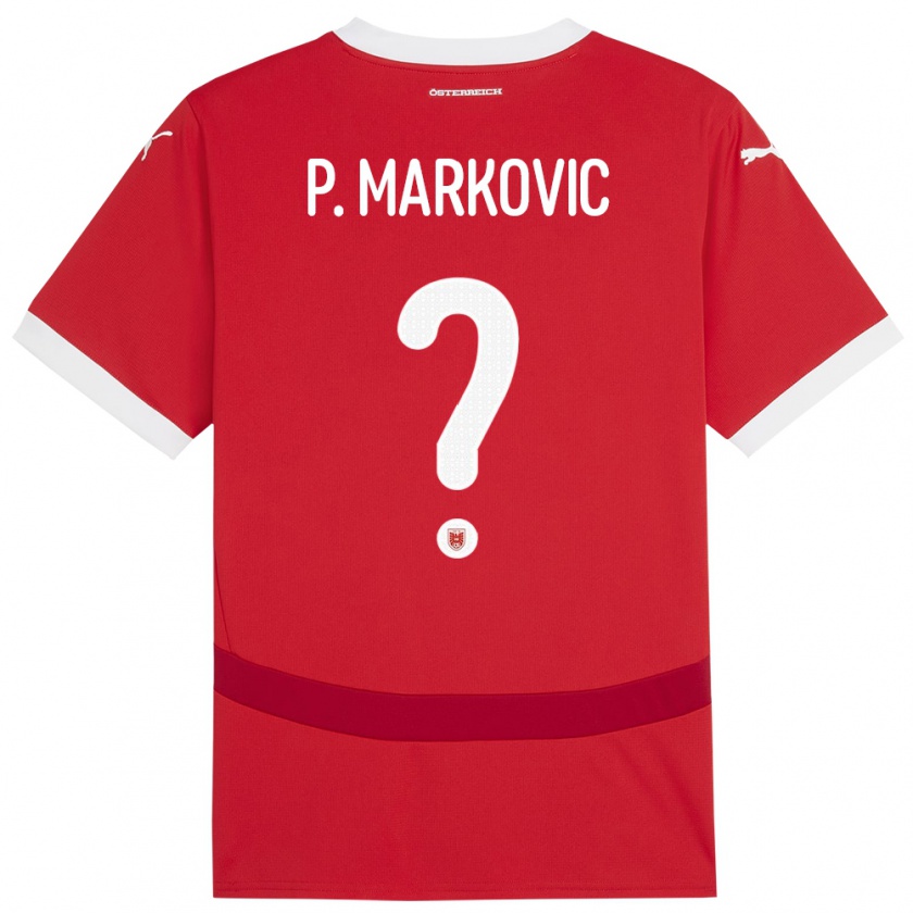 Kandiny Kinder Österreich Petar Markovic #0 Rot Heimtrikot Trikot 24-26 T-Shirt Österreich