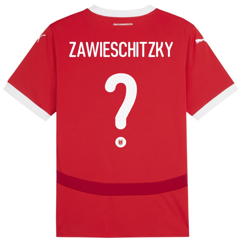 Kandiny Niño Camiseta Austria Christian Zawieschitzky #0 Rojo 1ª Equipación 24-26 La Camisa