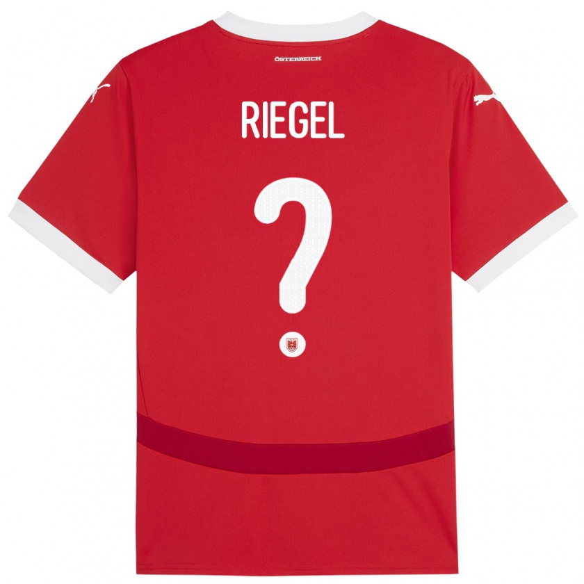 Kandiny Niño Camiseta Austria Adrian Riegel #0 Rojo 1ª Equipación 24-26 La Camisa