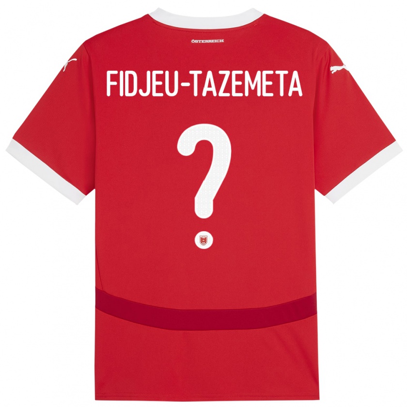 Kandiny Kinder Österreich Thierry Fidjeu-Tazemeta #0 Rot Heimtrikot Trikot 24-26 T-Shirt Österreich