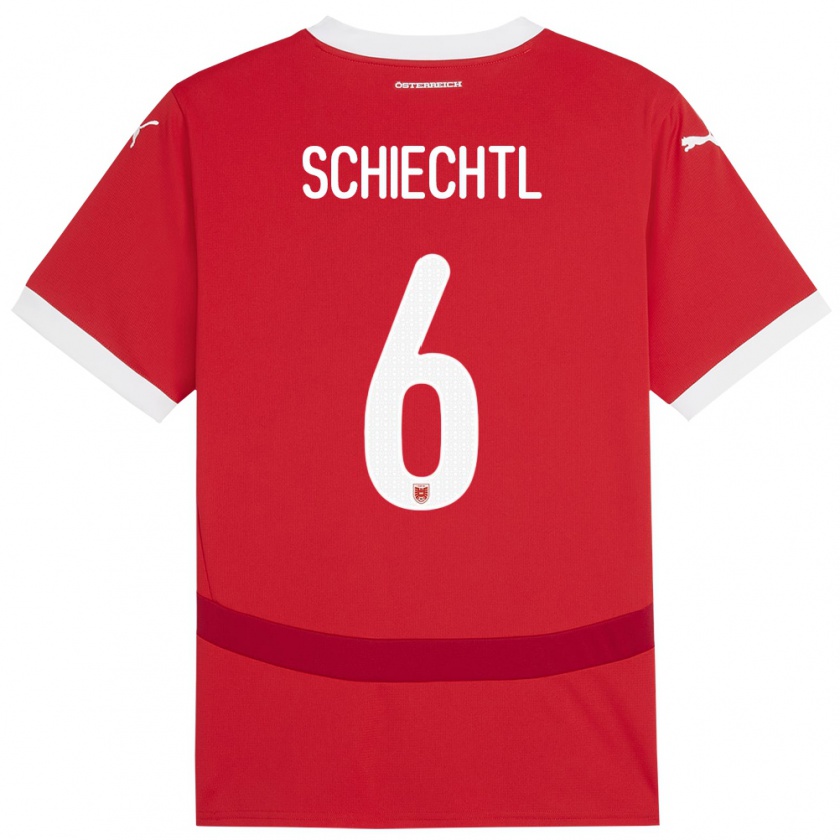 Kandiny Kinderen Oostenrijk Katharina Schiechtl #6 Rood Thuisshirt Thuistenue 24-26 T-Shirt België