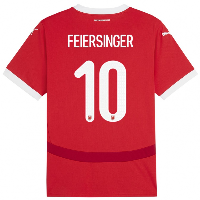 Kandiny Kinder Österreich Laura Feiersinger #10 Rot Heimtrikot Trikot 24-26 T-Shirt Österreich