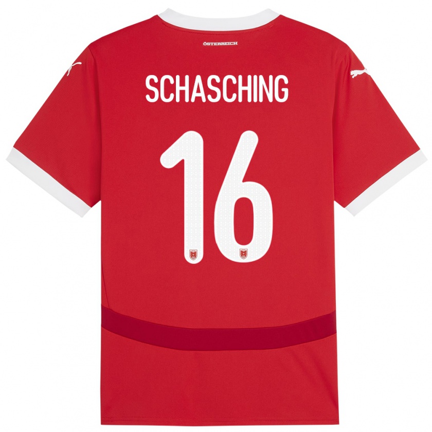 Kandiny Bambino Maglia Austria Annabel Schasching #16 Rosso Kit Gara Home 24-26 Maglietta