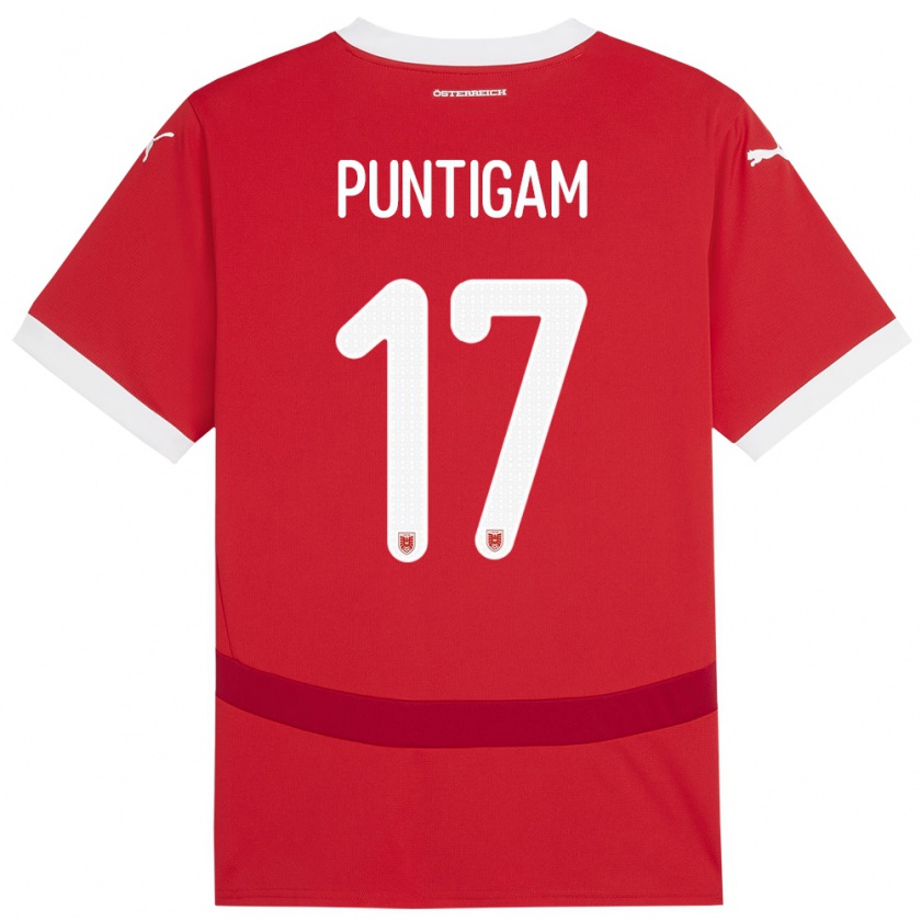 Kandiny Kinderen Oostenrijk Sarah Puntigam #17 Rood Thuisshirt Thuistenue 24-26 T-Shirt België