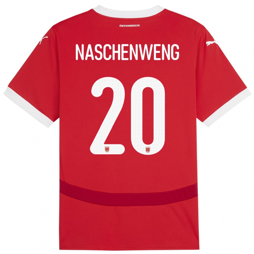 Kandiny Kinder Österreich Katharina Naschenweng #20 Rot Heimtrikot Trikot 24-26 T-Shirt Österreich