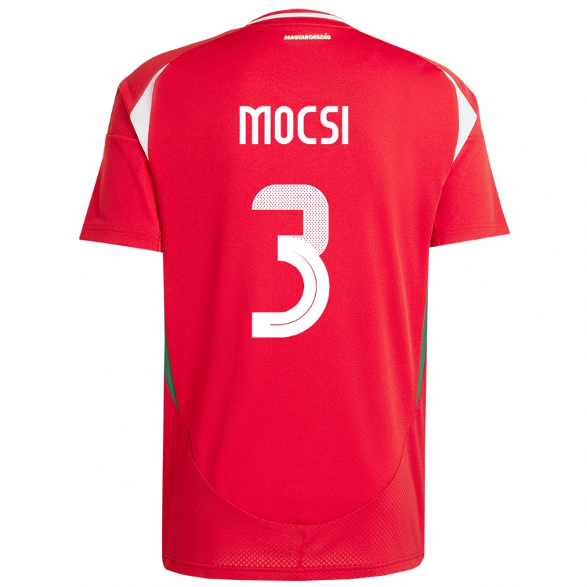 Kandiny Kinderen Hongarije Attila Mocsi #3 Rood Thuisshirt Thuistenue 24-26 T-Shirt België