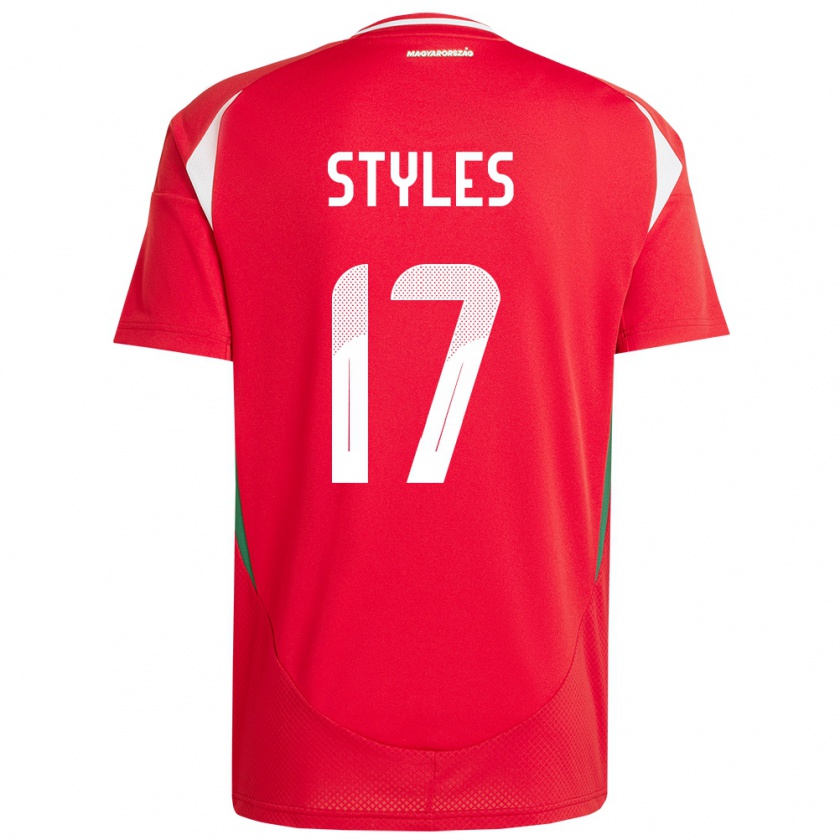 Kandiny Kinderen Hongarije Callum Styles #17 Rood Thuisshirt Thuistenue 24-26 T-Shirt