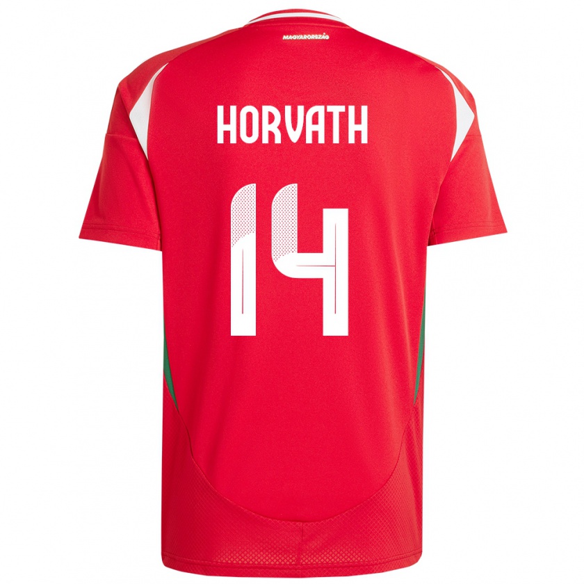 Kandiny Bambino Maglia Ungheria Artúr Horváth #14 Rosso Kit Gara Home 24-26 Maglietta