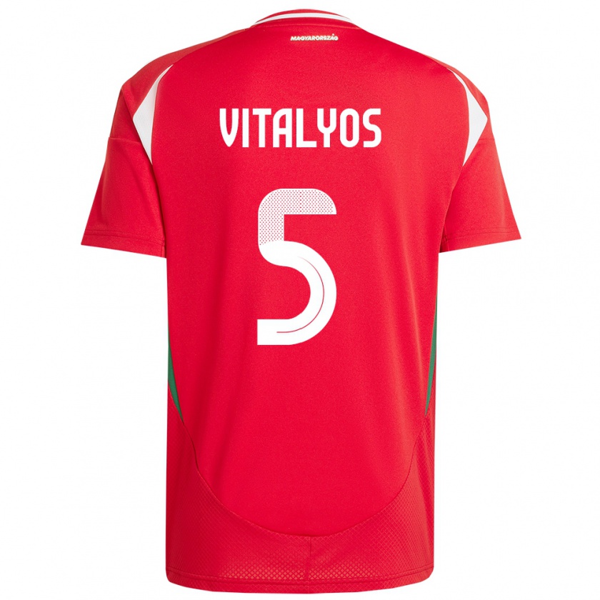 Kandiny Niño Camiseta Hungría Viktor Vitályos #5 Rojo 1ª Equipación 24-26 La Camisa