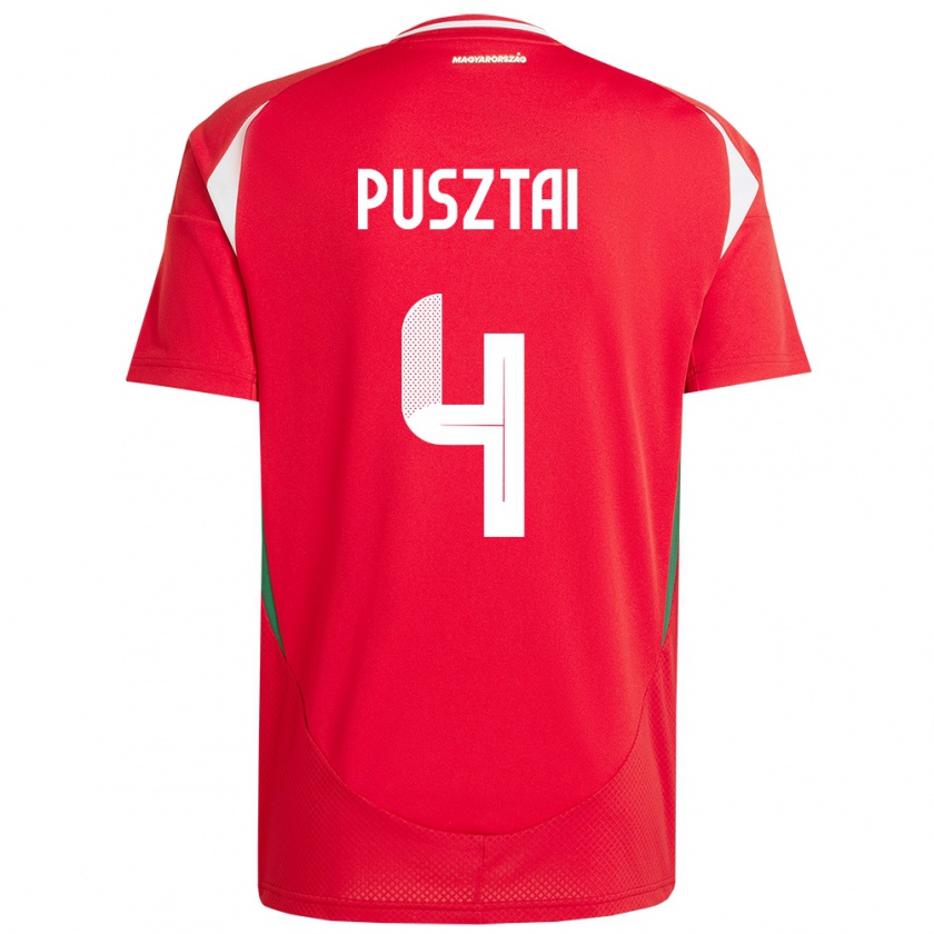 Kandinyキッズハンガリーsára Pusztai#4赤ホームシャツ24-26ジャージーユニフォーム