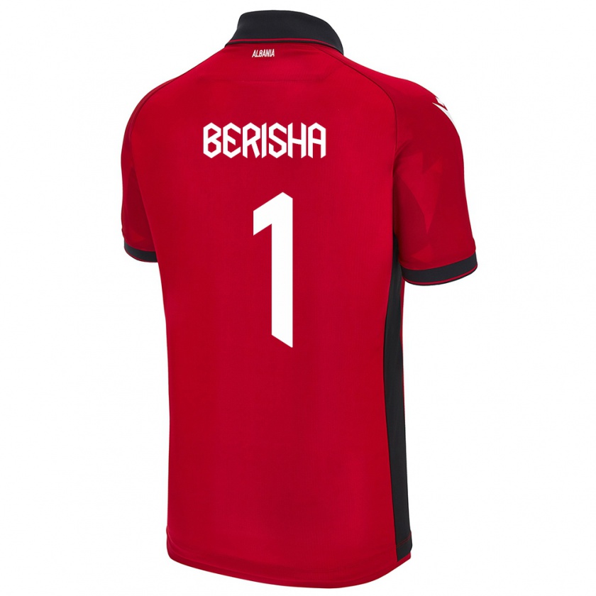 Kandiny Bambino Maglia Albania Etrit Berisha #1 Rosso Kit Gara Home 24-26 Maglietta