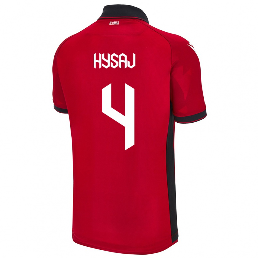 Kandiny Bambino Maglia Albania Elseid Hysaj #4 Rosso Kit Gara Home 24-26 Maglietta