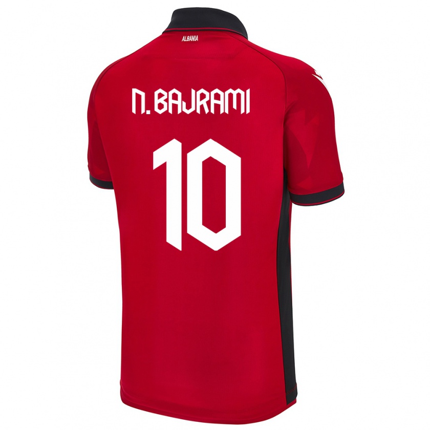 Kandiny Bambino Maglia Albania Nedim Bajrami #10 Rosso Kit Gara Home 24-26 Maglietta