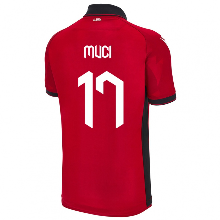 Kandiny Bambino Maglia Albania Ernest Muci #17 Rosso Kit Gara Home 24-26 Maglietta