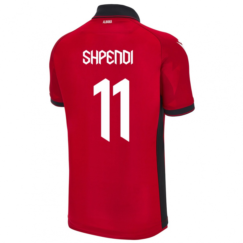 Kandiny Niño Camiseta Albania Stiven Shpendi #11 Rojo 1ª Equipación 24-26 La Camisa