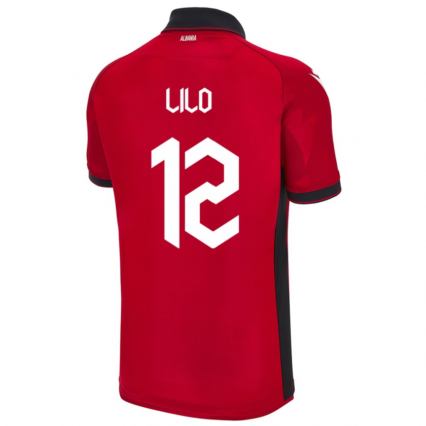 Kandiny Bambino Maglia Albania Klidman Lilo #12 Rosso Kit Gara Home 24-26 Maglietta