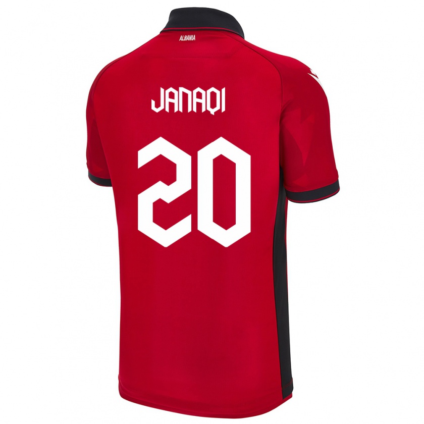 Kandiny Bambino Maglia Albania Dejvid Janaqi #20 Rosso Kit Gara Home 24-26 Maglietta