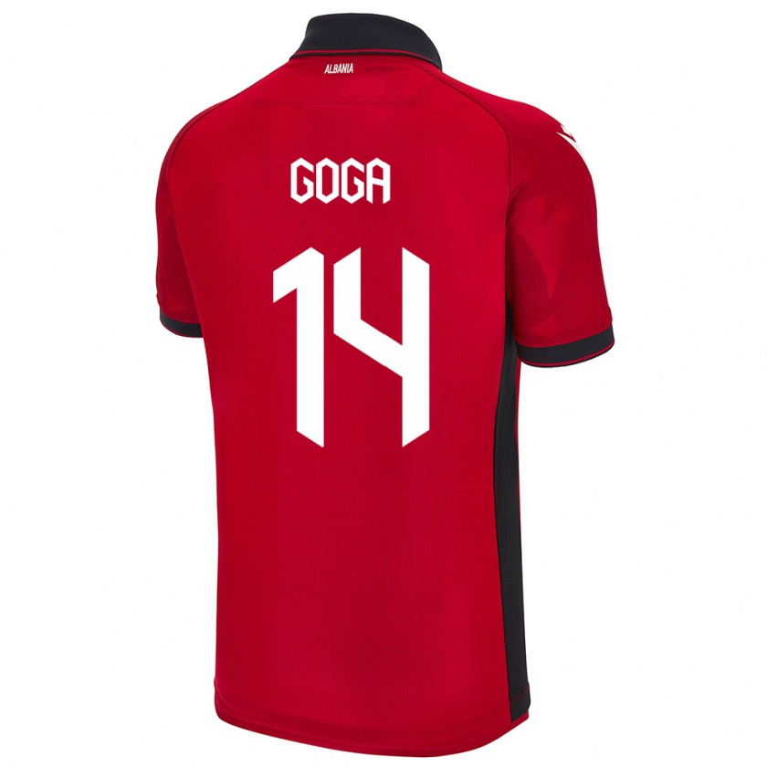 Kandiny Bambino Maglia Albania Ergi Goga #14 Rosso Kit Gara Home 24-26 Maglietta