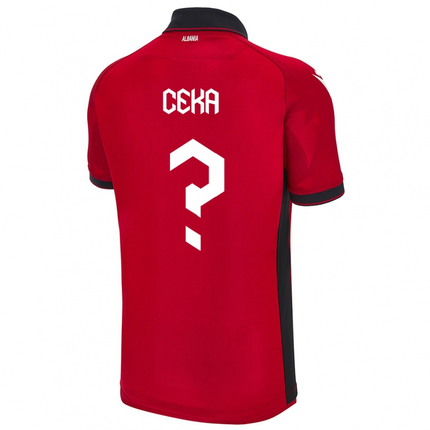 Kandiny Bambino Maglia Albania Fatmir Ceka #0 Rosso Kit Gara Home 24-26 Maglietta