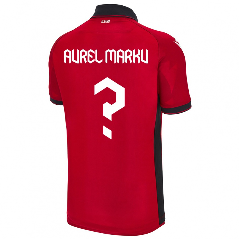 KandinyキッズアルバニアAurel Marku#0赤ホームシャツ24-26ジャージーユニフォーム