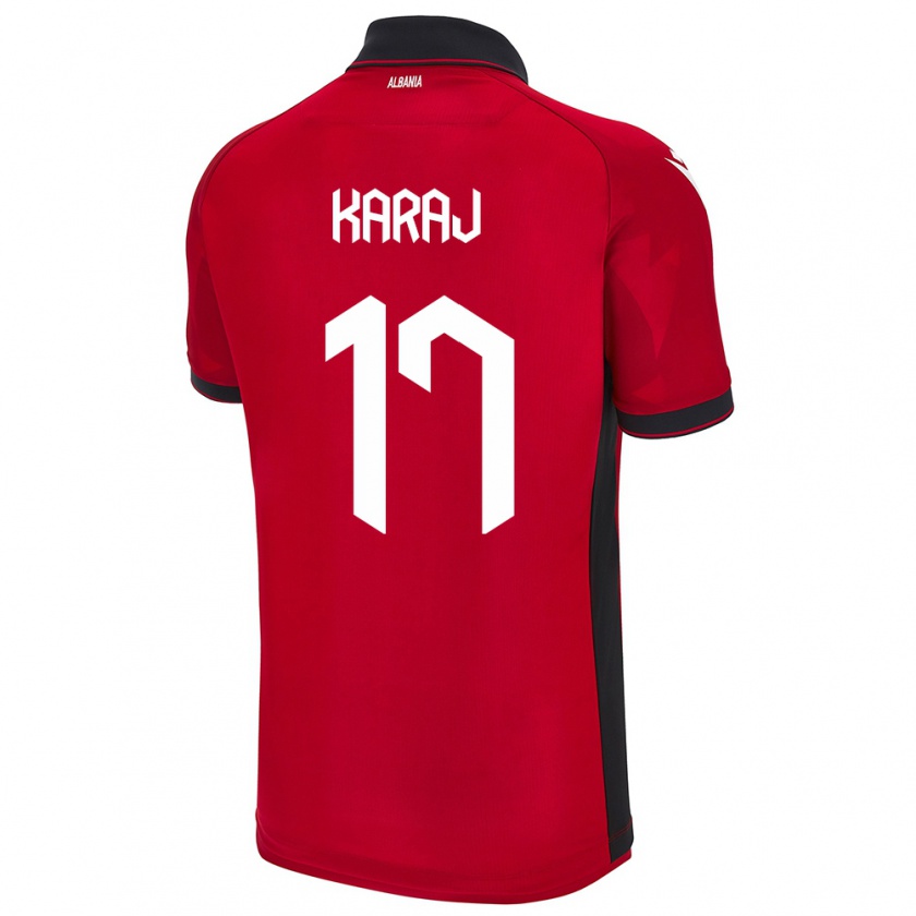 Kandiny Niño Camiseta Albania Eraldo Karaj #17 Rojo 1ª Equipación 24-26 La Camisa