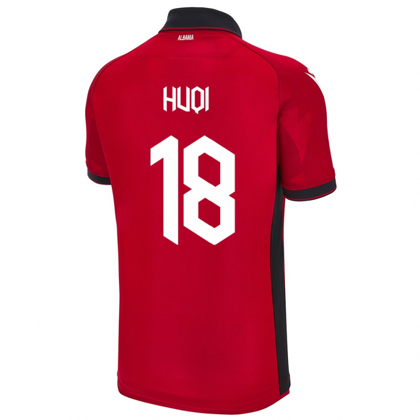 Kandiny Kinder Albanien Mattia Huqi #18 Rot Heimtrikot Trikot 24-26 T-Shirt Österreich