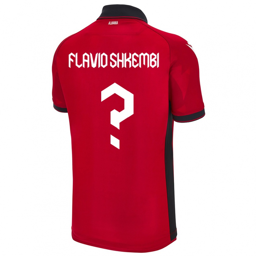 Kandiny Bambino Maglia Albania Flavio Shkembi #0 Rosso Kit Gara Home 24-26 Maglietta