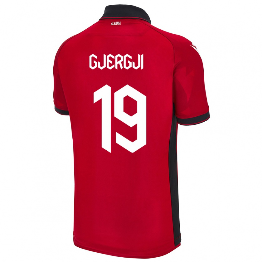 Kandiny Bambino Maglia Albania Matilda Gjergji #19 Rosso Kit Gara Home 24-26 Maglietta