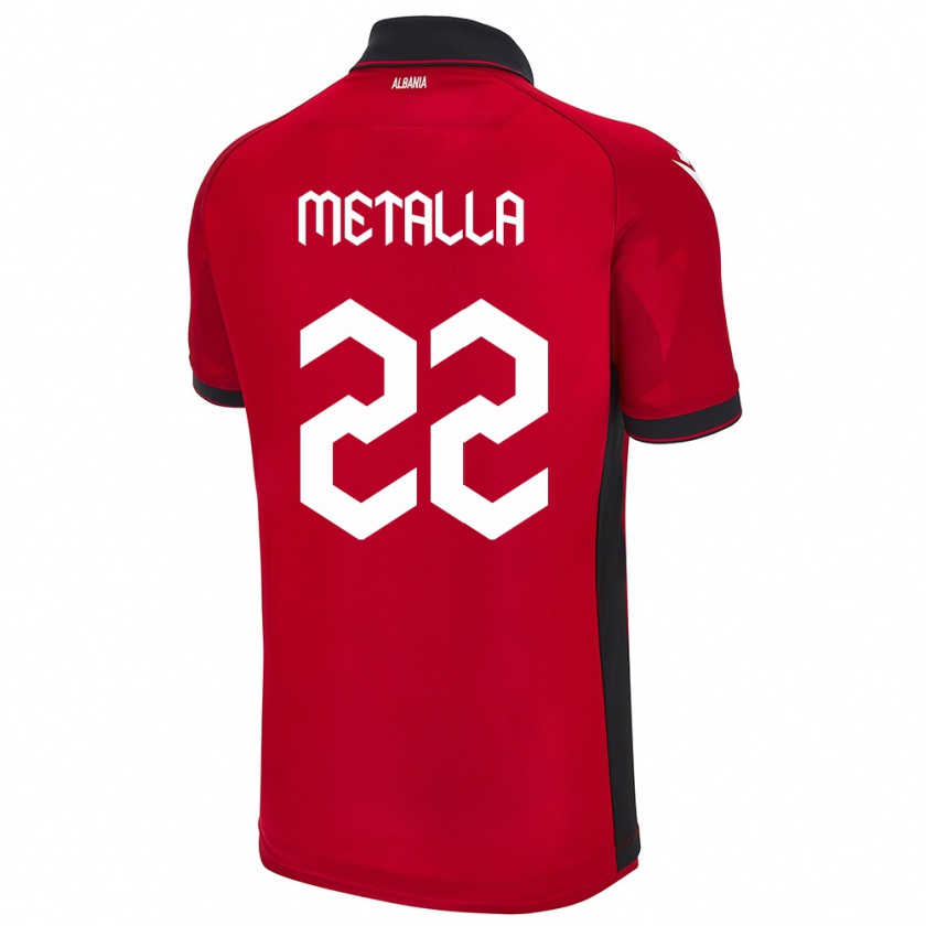 Kandiny Kinder Albanien Mikaela Metalla #22 Rot Heimtrikot Trikot 24-26 T-Shirt Österreich