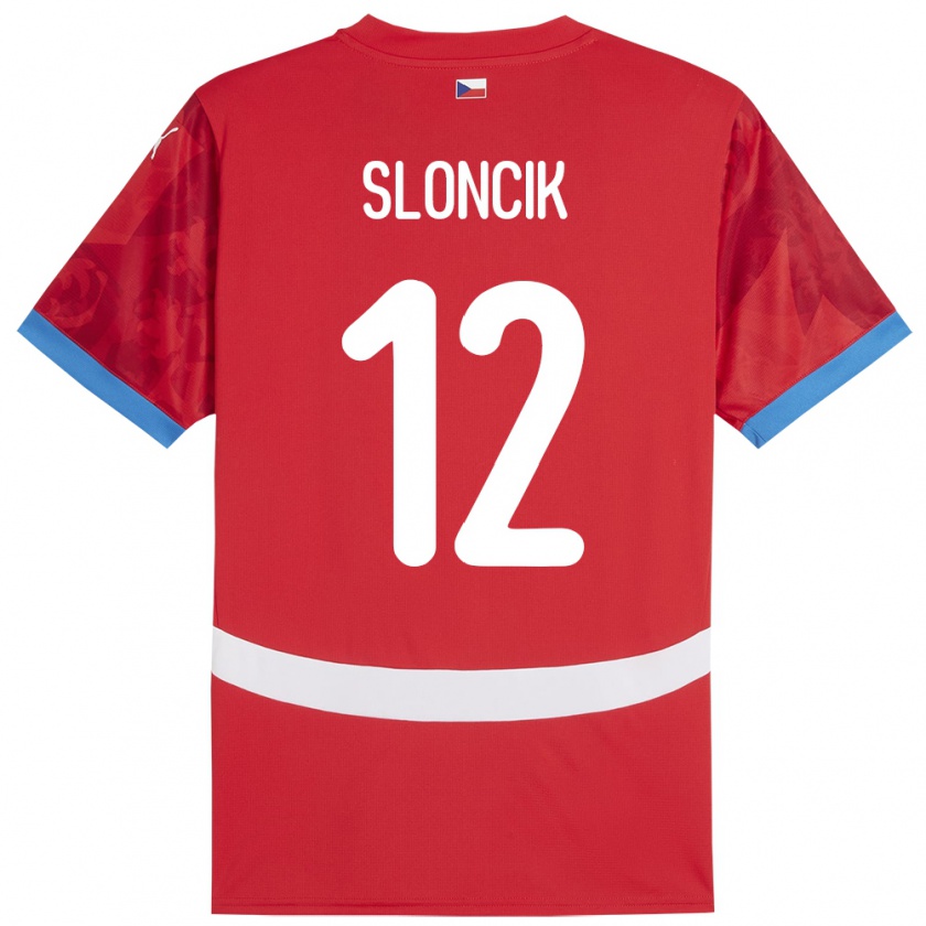 Kandiny Bambino Maglia Cechia Tom Sloncik #12 Rosso Kit Gara Home 24-26 Maglietta