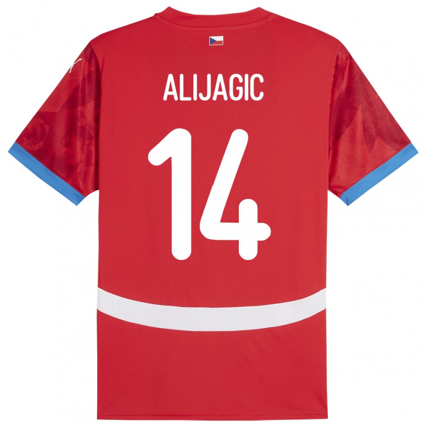 Kandiny Bambino Maglia Cechia Denis Alijagic #14 Rosso Kit Gara Home 24-26 Maglietta