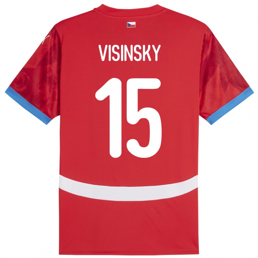 Kandiny Kinderen Tsjechië Denis Visinsky #15 Rood Thuisshirt Thuistenue 24-26 T-Shirt