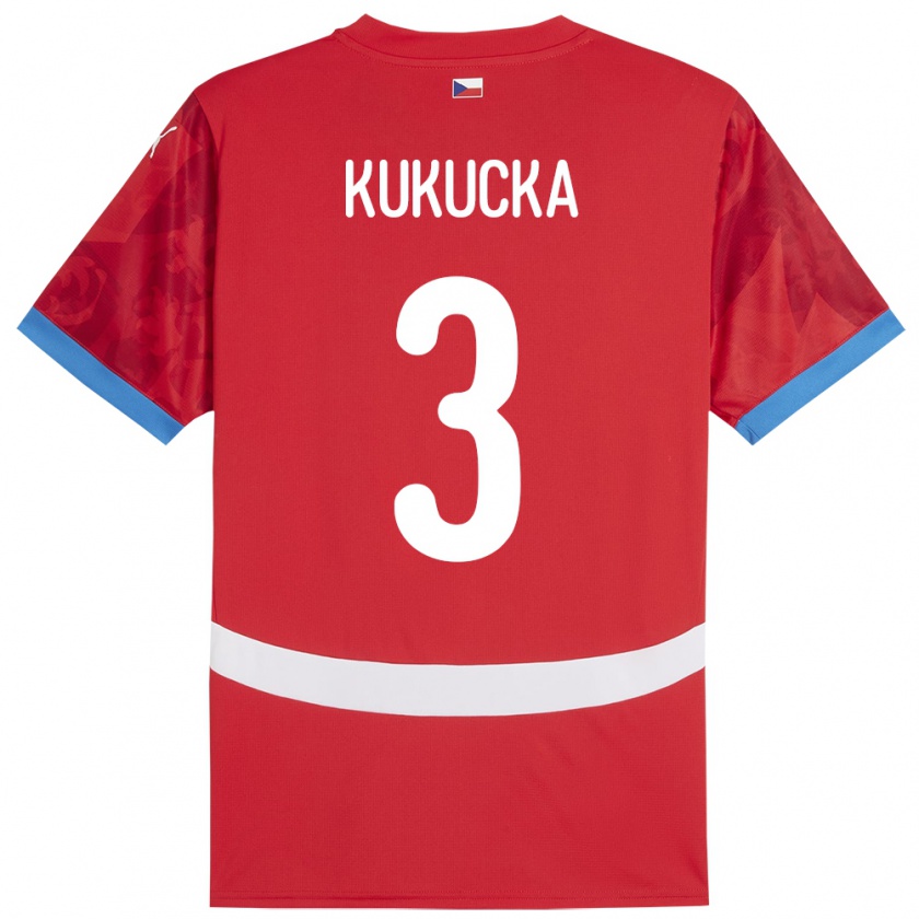 Kandiny Bambino Maglia Cechia Ondrej Kukucka #3 Rosso Kit Gara Home 24-26 Maglietta