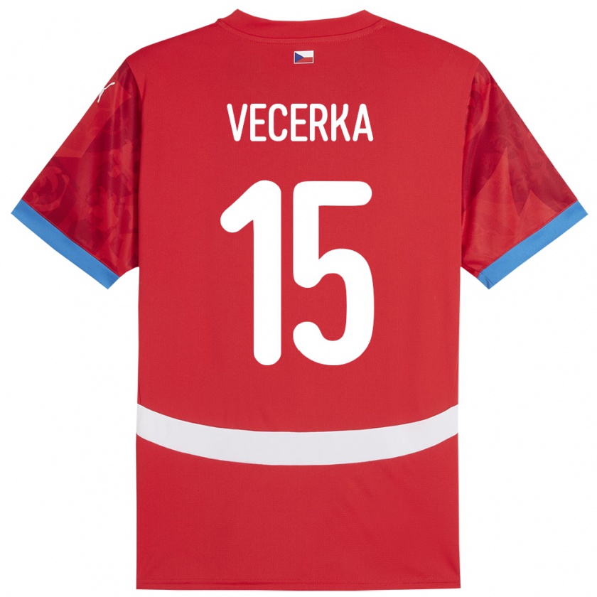 Kandiny Kinderen Tsjechië Dalibor Vecerka #15 Rood Thuisshirt Thuistenue 24-26 T-Shirt België