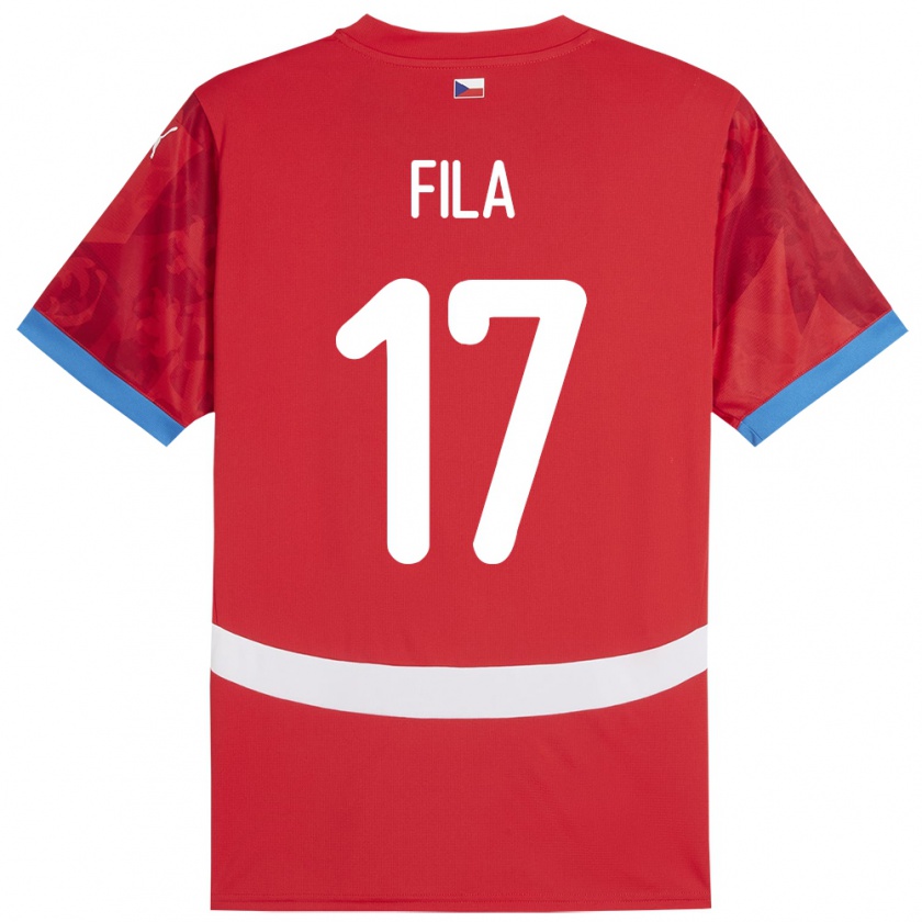 Kandiny Bambino Maglia Cechia Lukas Fila #17 Rosso Kit Gara Home 24-26 Maglietta