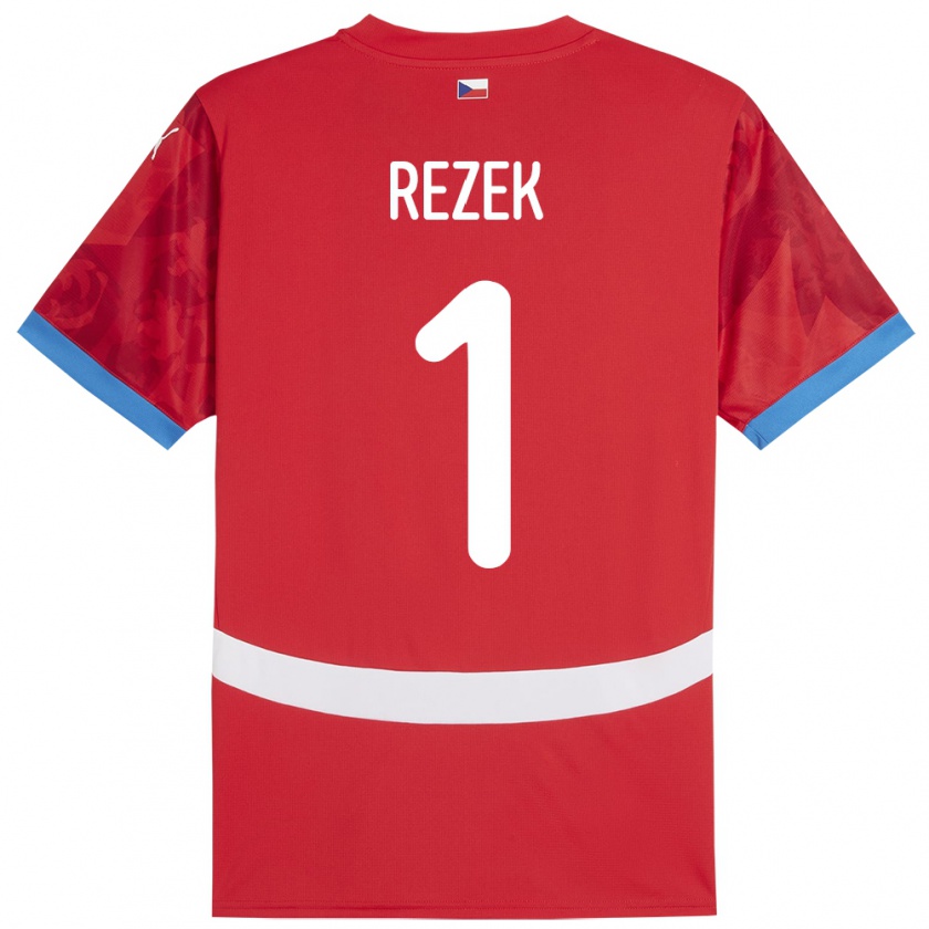 Kandiny Bambino Maglia Cechia Adam Rezek #1 Rosso Kit Gara Home 24-26 Maglietta