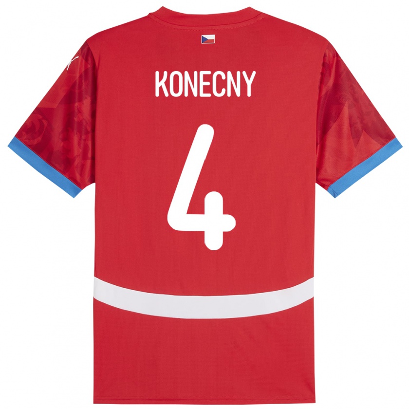 Kandiny Kinderen Tsjechië Mikulas Konecny #4 Rood Thuisshirt Thuistenue 24-26 T-Shirt België