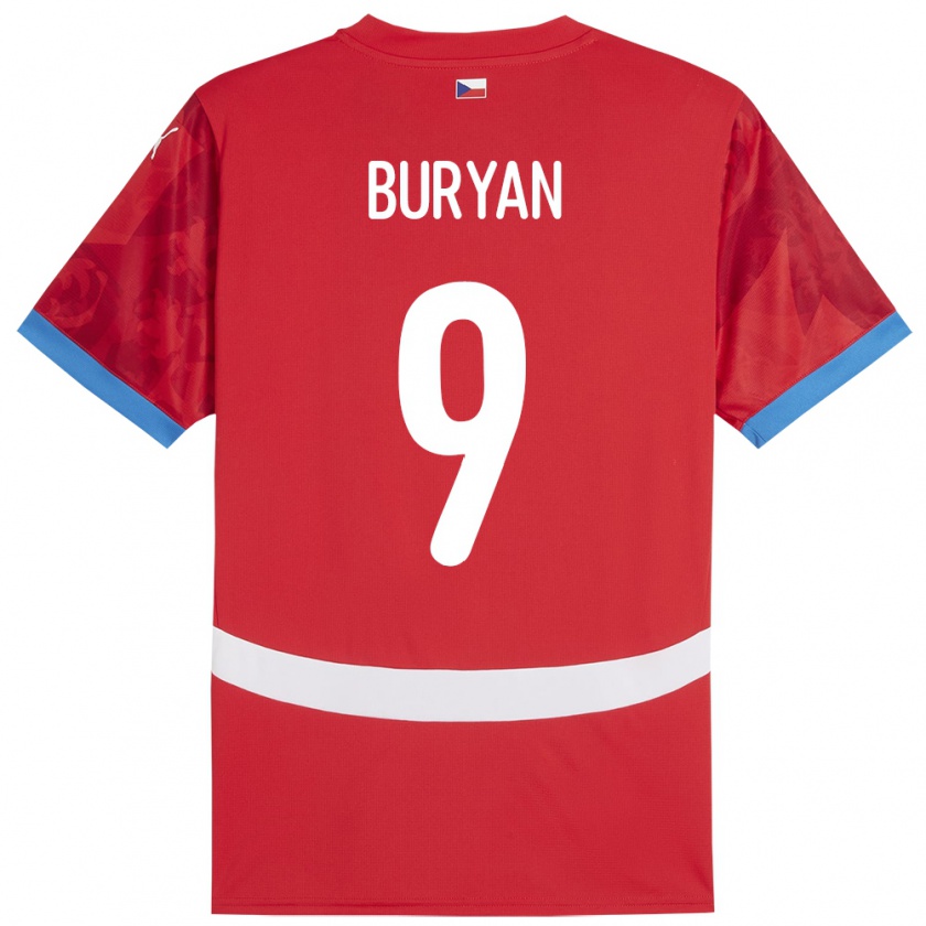 KandinyキッズチェコJan Buryan#9赤ホームシャツ24-26ジャージーユニフォーム