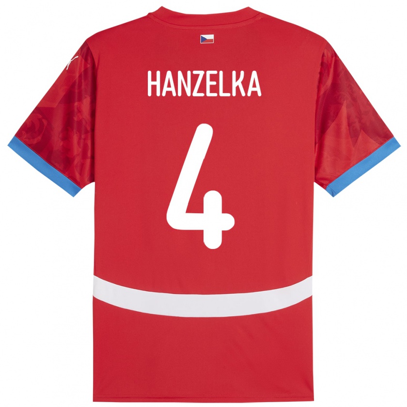 Kandiny Bambino Maglia Cechia Denis Hanzelka #4 Rosso Kit Gara Home 24-26 Maglietta