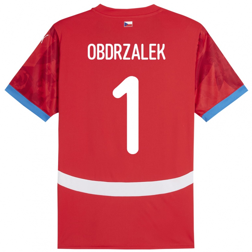 KandinyキッズチェコMarek Obdrzalek#1赤ホームシャツ24-26ジャージーユニフォーム