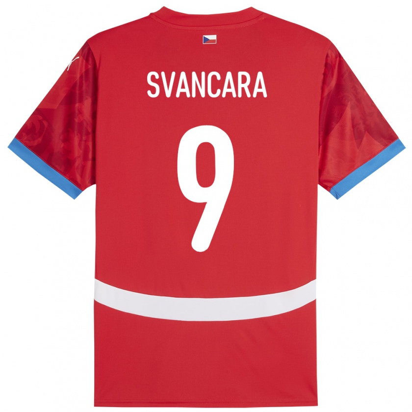 Kandiny Bambino Maglia Cechia Daniel Svancara #9 Rosso Kit Gara Home 24-26 Maglietta