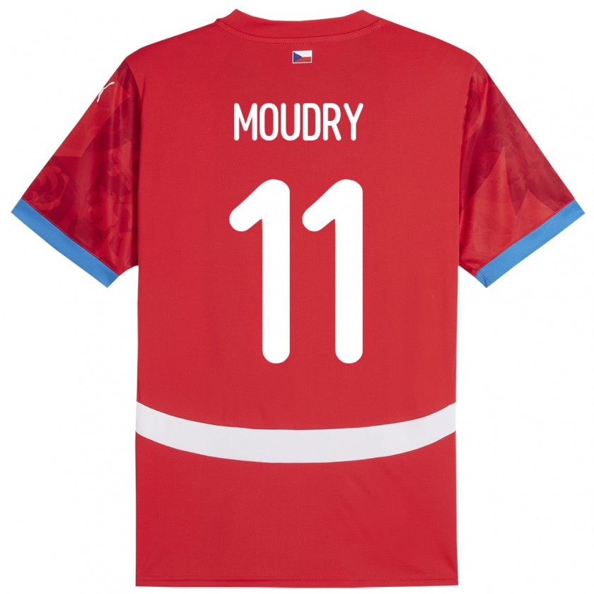 Kandiny Bambino Maglia Cechia Lukas Moudry #11 Rosso Kit Gara Home 24-26 Maglietta