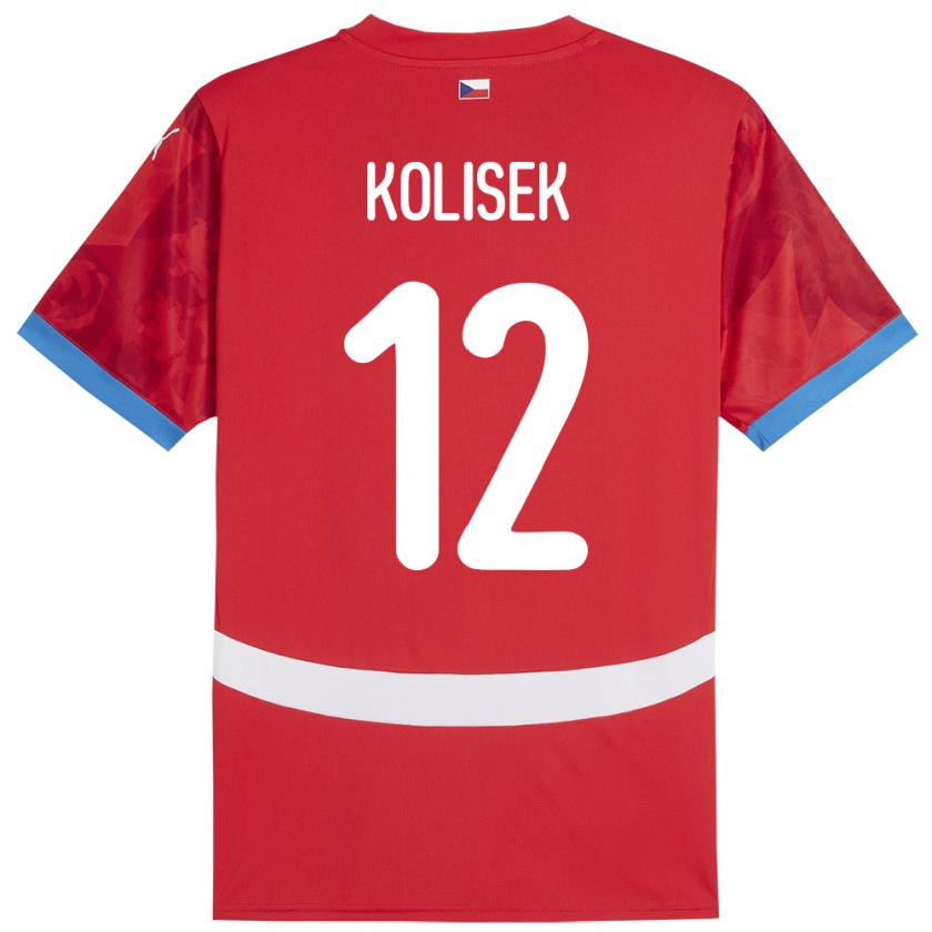 Kandiny Bambino Maglia Cechia Jakub Kolisek #12 Rosso Kit Gara Home 24-26 Maglietta