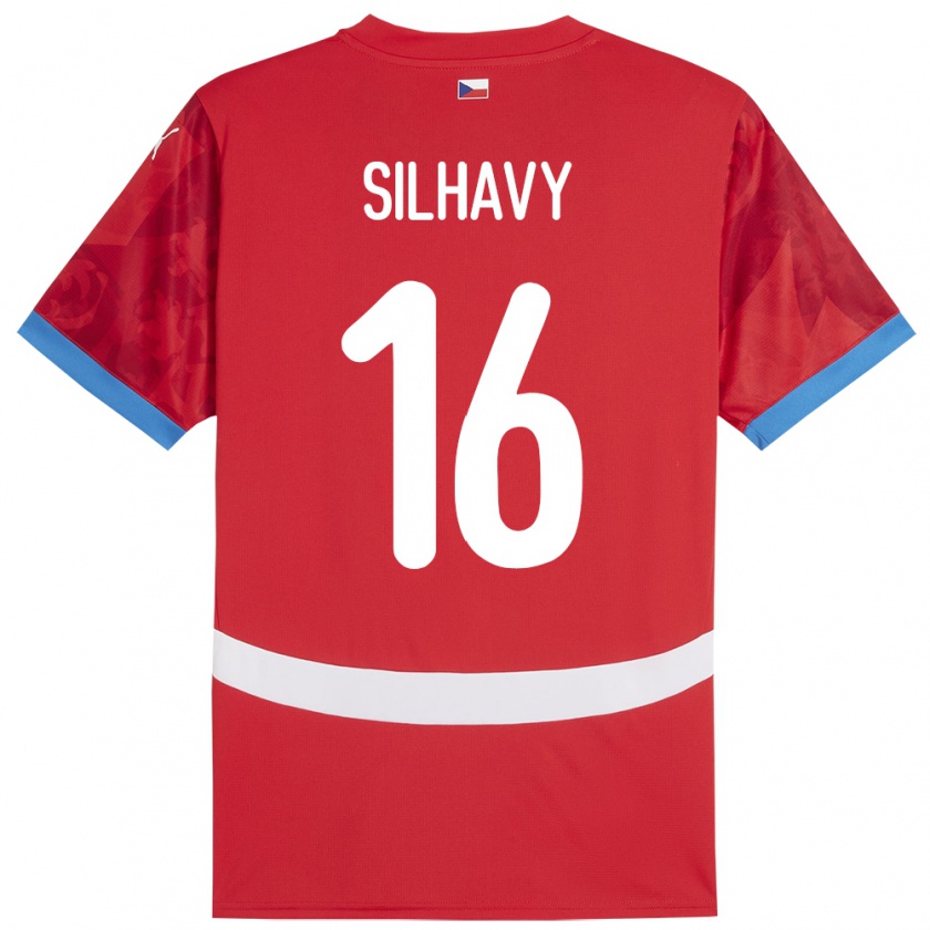 Kandiny Bambino Maglia Cechia Matyas Silhavy #16 Rosso Kit Gara Home 24-26 Maglietta