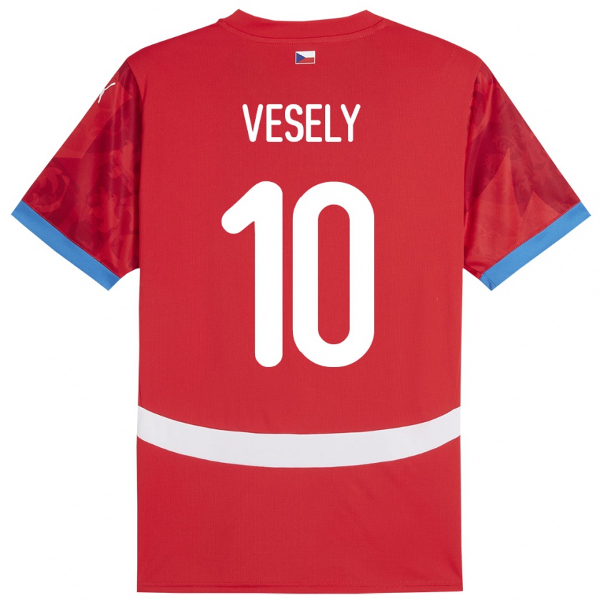 Kandiny Bambino Maglia Cechia David Vesely #10 Rosso Kit Gara Home 24-26 Maglietta