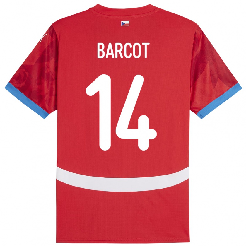 Kandiny Bambino Maglia Cechia David Barcot #14 Rosso Kit Gara Home 24-26 Maglietta