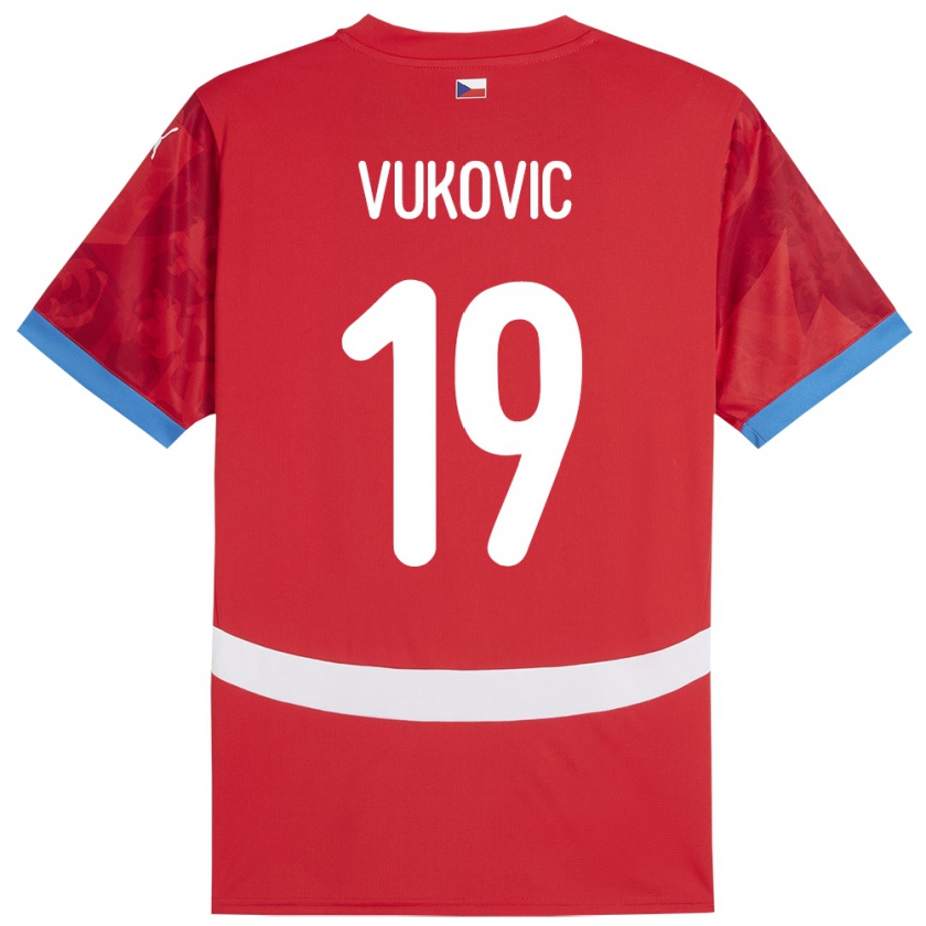 Kandiny Kinderen Tsjechië Kristian Vukovic #19 Rood Thuisshirt Thuistenue 24-26 T-Shirt België